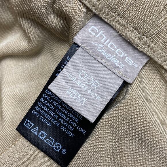 Chicos Travelers Womens Size 00R Tan Slinky Elastic Waist Pants - Picture 3 of 4